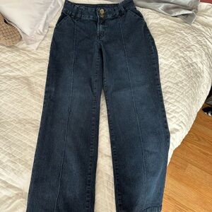 DG2 by Diane Gilman Dark Blue Wide-Leg Jeans